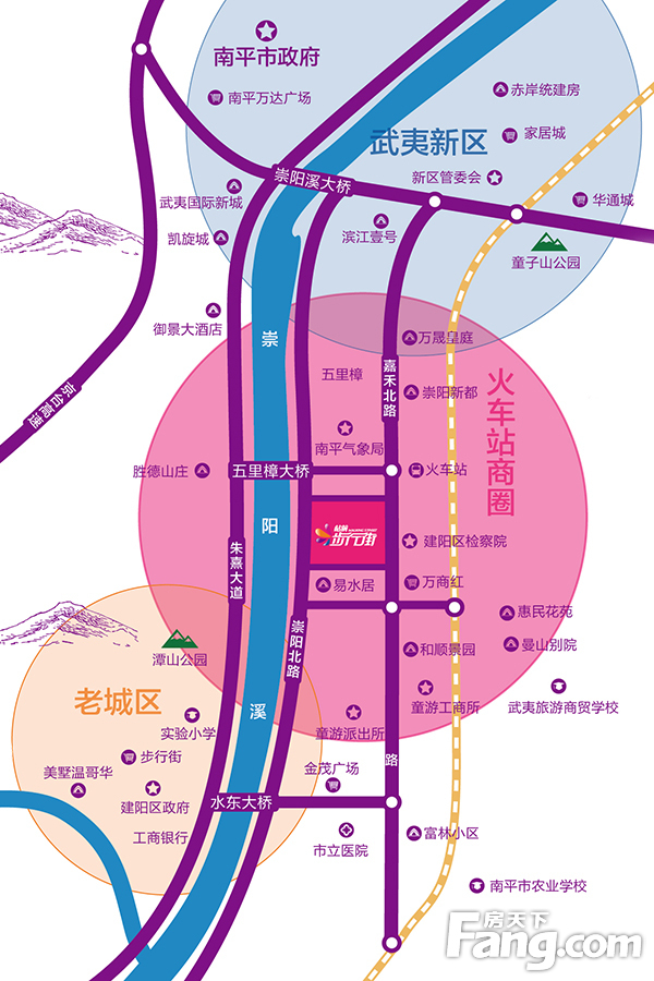 建阳站前步行街周边配套图