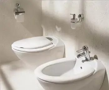 使地面显得清爽的挂墙式洁具。 使地面显得清爽的挂墙式洁具。