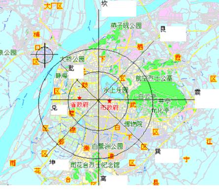 图1    南京地图与后天八卦