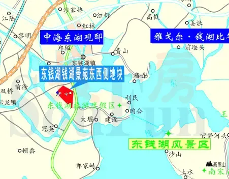 东钱湖钱湖景苑东西侧地块区位示意图