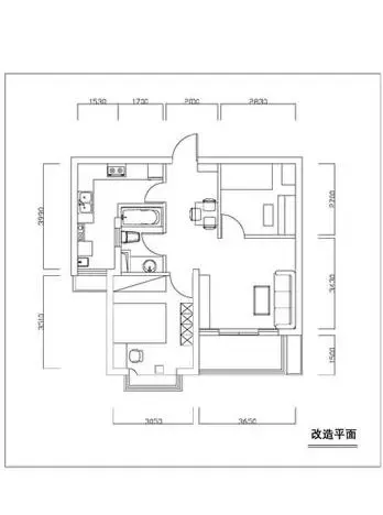 例:74平一房一厅改两房两厅 例:74平一房一厅改两房两厅