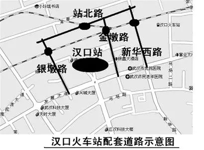 图为:汉口站周边配套道路示意图朱安璋绘