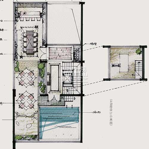 ab座双拼别墅顶层设计图