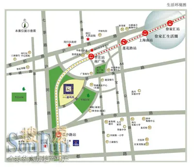 距离莘庄南广场约400米左右,紧邻莘城中央公园和在建的仲盛商业广场.