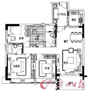 嘉富广场(楼盘详情,论坛)  135平方米舒适四房户型图.