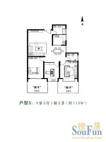 将加推小三室户型