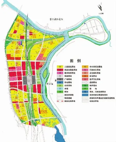 土地利用规划图 2009年,武广高铁开通后,位于长沙市雨花区的武广新城