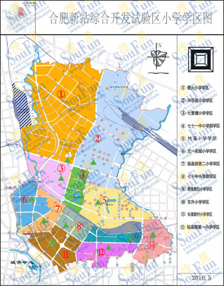 2010年合肥市新站区中小学学区划分地图-合肥图片