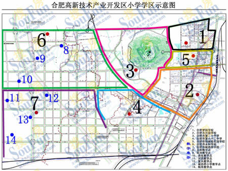 2010年合肥市高新区中小学学区划分地图