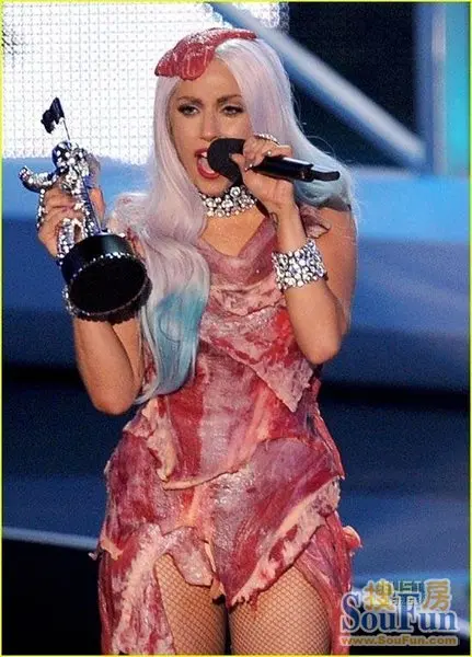 ladygaga肉装,ladygaga肉装恶心 mtv音乐奖 lady gaga肉片装震惊全场