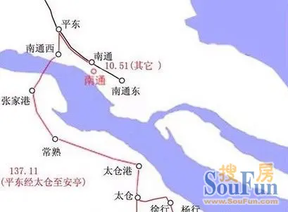 线路走向 南通-张家港-常熟-太仓-上海 摊开沪通铁路的设计图纸,这一