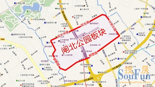 闸北公园:北:延长中路-延长路,南:柳营路,西:普善路,东:北宝兴路