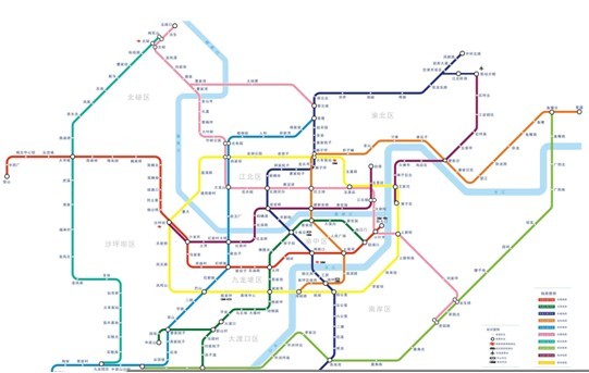 重庆市主城的轨道交通将是九线一环; 重庆地图; 重庆城市指南 重庆图片