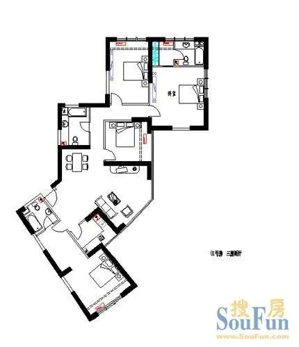 凯纳商务广场酒店式公寓约223㎡户型图