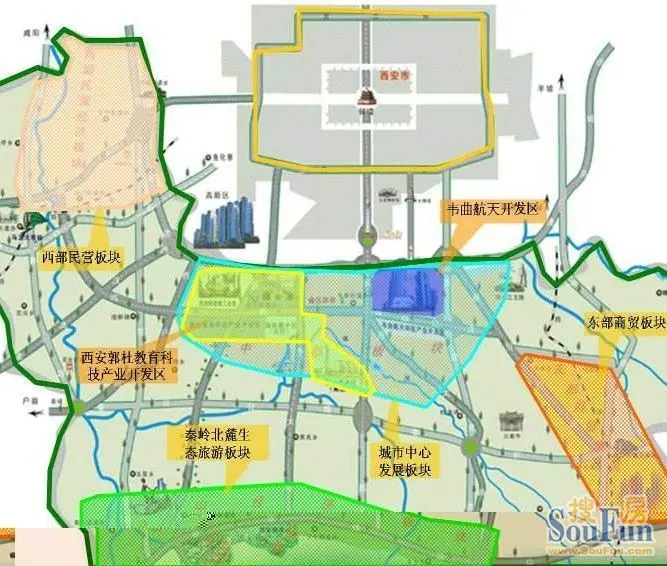 项目位于长安区东西向主干道西部大道两侧,紧邻清凉山风景区,总占地