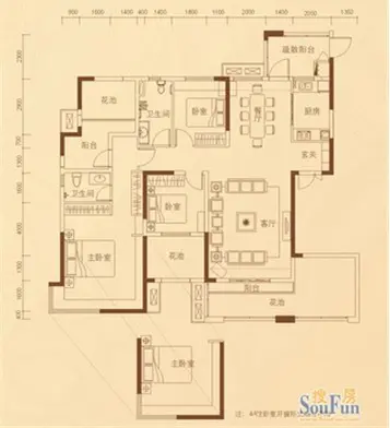 万科金域蓝湾147平户型图