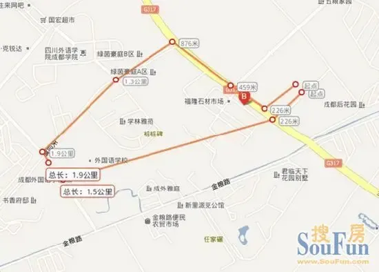 成都后花园属于典型的双铁物业(地铁二号线及