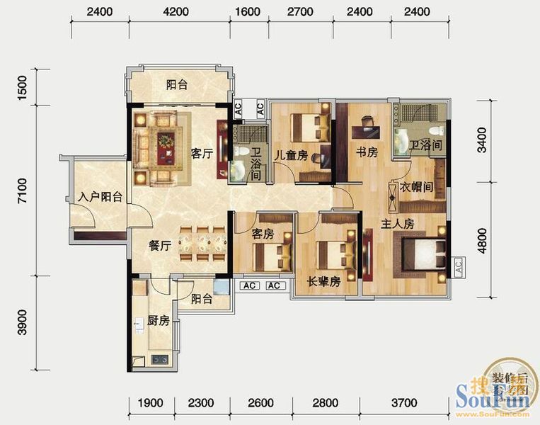 瀚林御景首期90-123㎡百变2 1,3 1户型点评-南宁新房