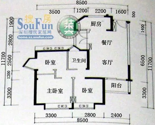 【搜房装修大学】侨香村三房丙户型装修设计方案 小改动让空间更独立