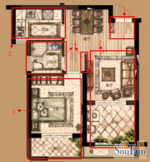 赞成学士府; 赏析学士府8#d2户型 60平小户经典单身公寓-湖州新房网