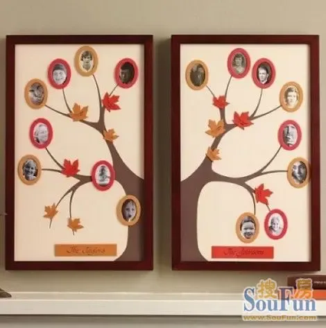 靓丽温馨<em>照片</em>墙的<em>创意</em> 家庭关系图自制更新奇