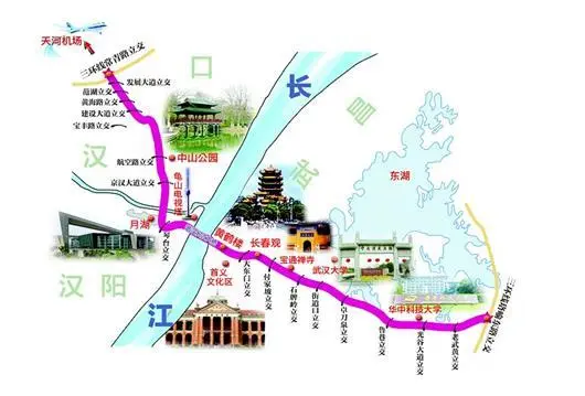 长江大道起点为常青路三环线立交,终点为珞喻路三环线立交,跨越武汉三