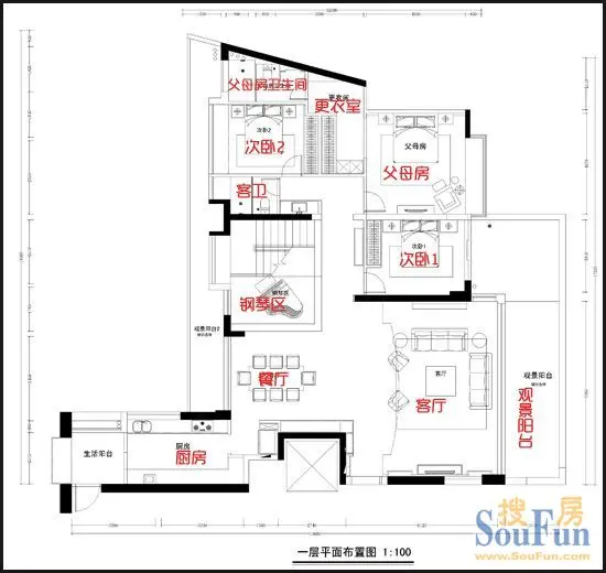 兰溪谷340平复式豪宅 欧式典范 一层平面图