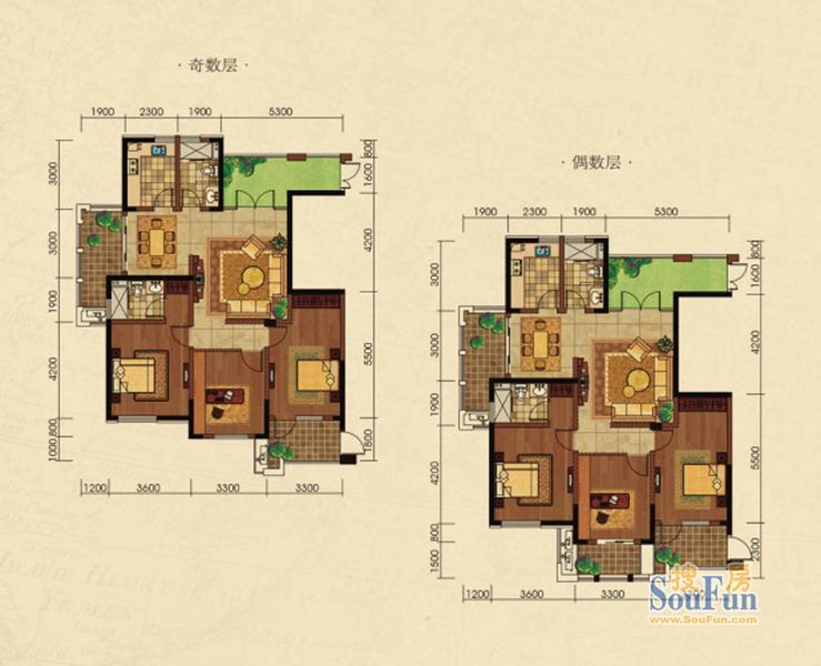 主推户型:香榭里高层g1户型3室2厅2卫1厨 139.