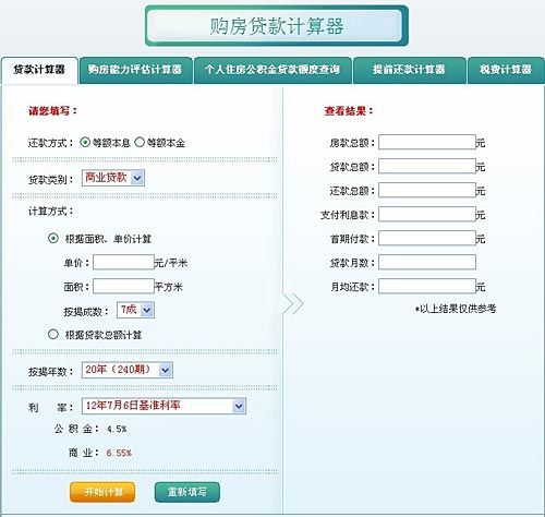 重庆2012住房贷款计算器 帮您还贷省钱-重庆新