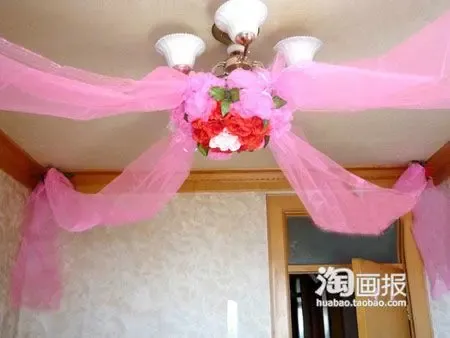 婚房拉花布置图片花俏法床上风景姹紫嫣红_房