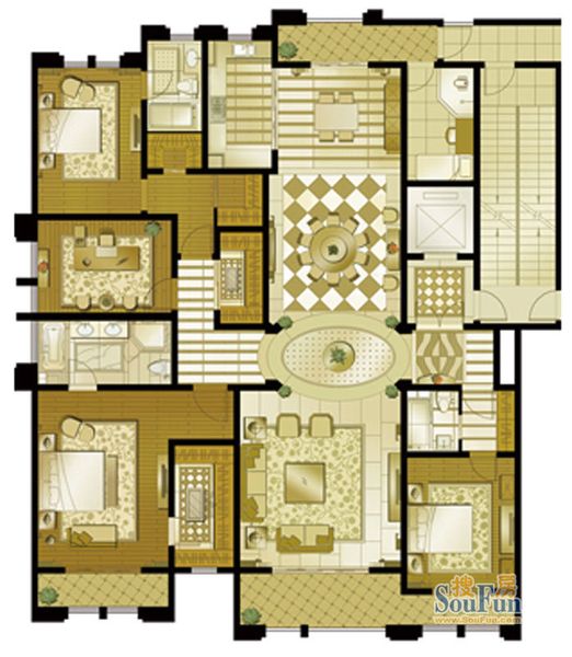 巨凝金水岸310㎡户型点评 5室3厅诠释豪宅生活