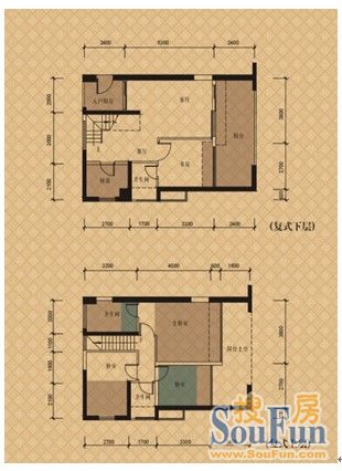 88平复式四房户型图