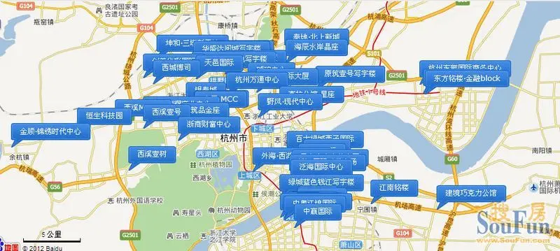 杭州市写字楼分布图|搜房地产资讯