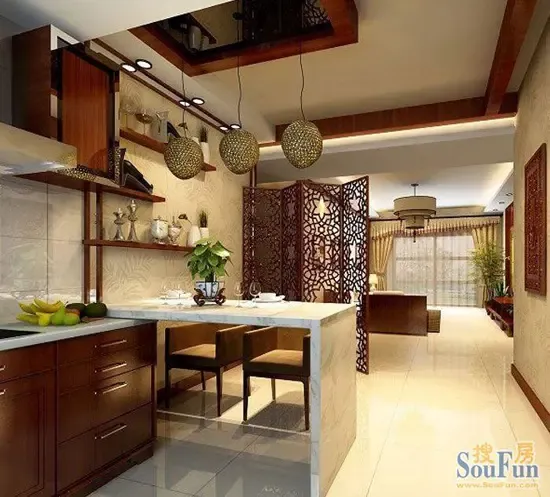 尚东君御110㎡三居室新中式装修 中式韵味西式