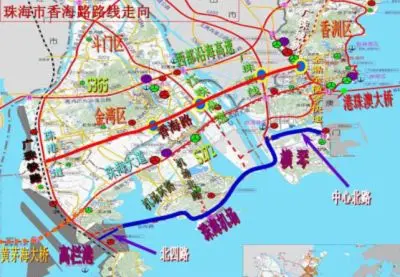 珠海香海路交通路向图