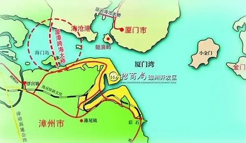 厦门岛内到漳州港区原本需绕陆路2个小时的车程,将缩短为40分钟左右.