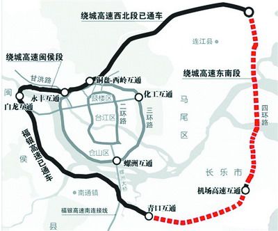 福州四环规划图 串起连江贵安,闽侯,长乐等多个县市图片