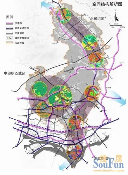 《广州萝岗总体发展战略规划》 "空间结构解析图"(图片来源:广州规划