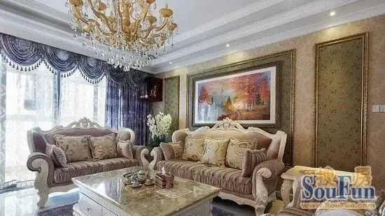 高大上欧式装修实景图 清爽大气通透的180平大