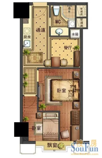 小空间大生活 绍兴颐高广场i户型55方户型点评