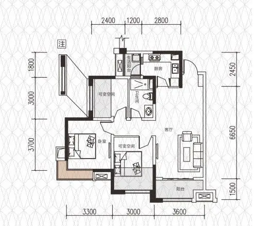 绿地 热销精英户型点评 89㎡可变2房270度观景飘窗