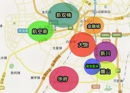 成都城南主要板块分布图