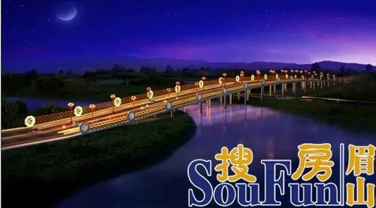 西来堰大桥夜景效果图