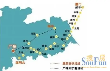 厦深高铁线路图