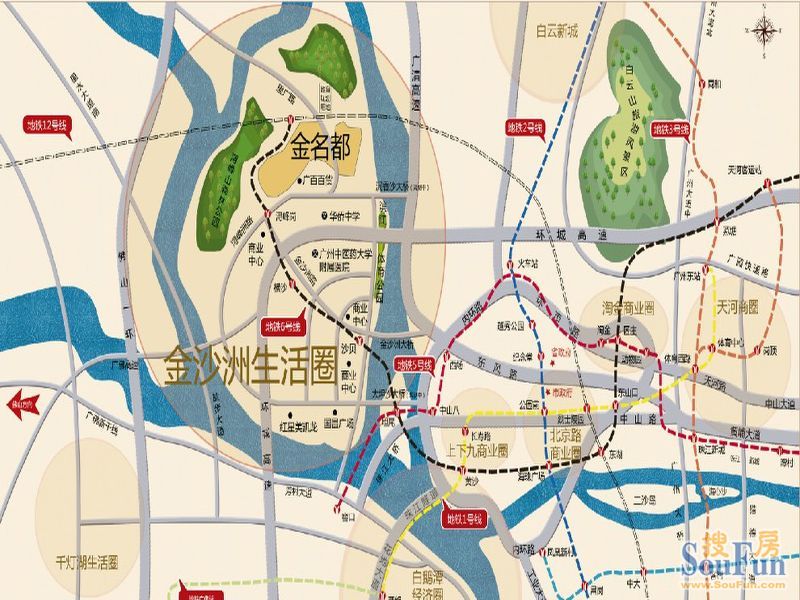 广州珠江新城到金沙洲坐几号线地铁图片