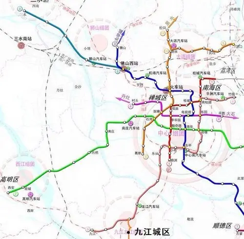 佛山地铁规划图,其中6号线规划从平洲至九江