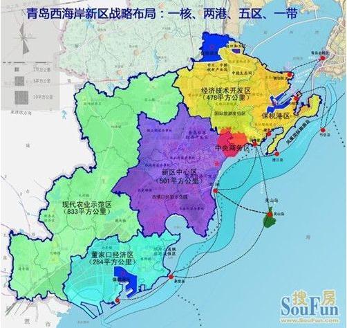 青岛西海岸经济新区规划面积2096平方公里.