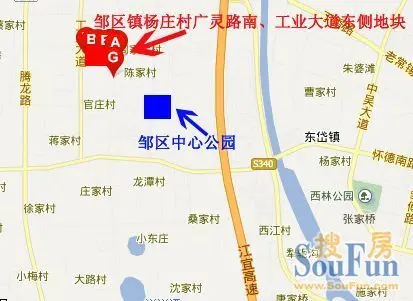 邹区镇杨庄村广灵路南,工业大道东侧地块位置