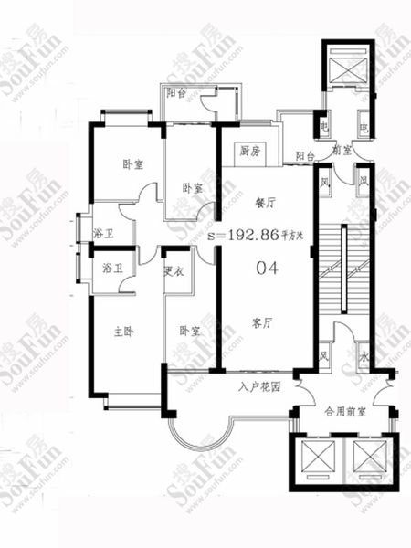 观海居3幢01-04户型图全面曝光 面积156-192㎡