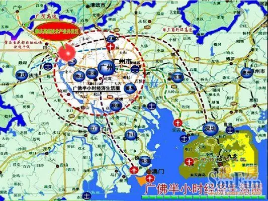 广佛半小时经济生活圈区位图
